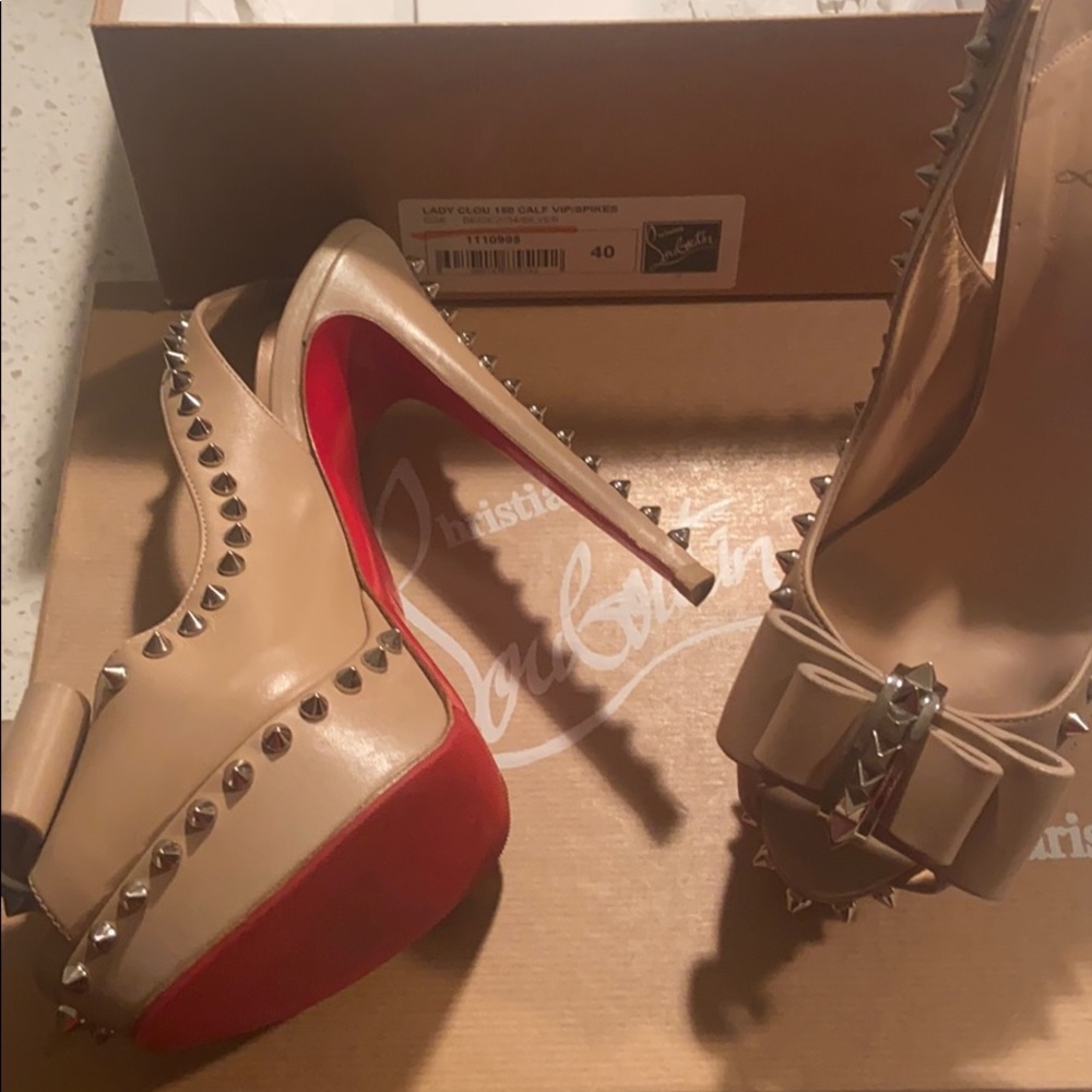 christian louboutin lady clou 150 calf vip/spikes